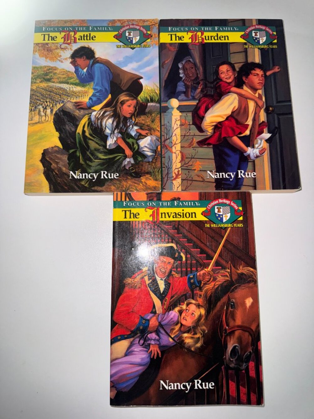 Nancy Rue Christian Heritage Series Williamsburg Years Books Lot of 3 Historical